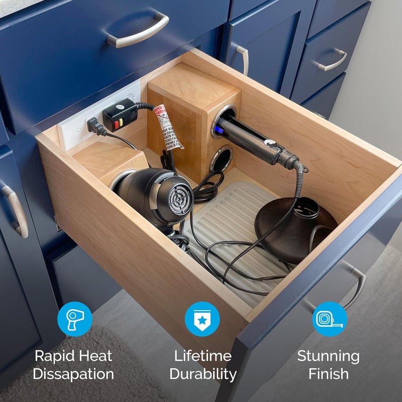 Docking Drawer 5" Stainless Steel Canister for Hot Tools, Capped Design, Safely Stow Styling Tools - Image 4
